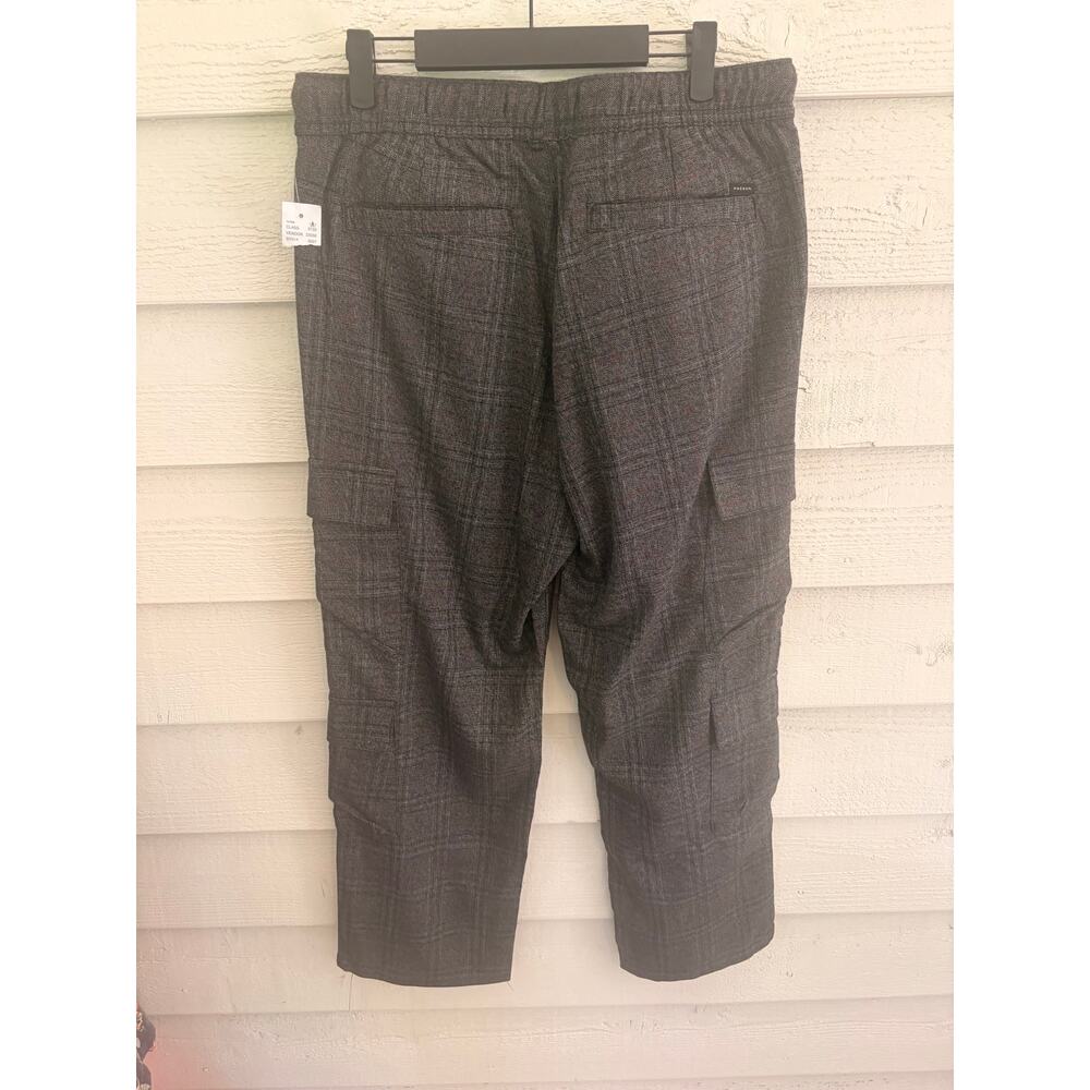 PacSun Plaid Cargo Pants Medium Gray Straight Leg Utility Drawstring - Picture 6 of 6
